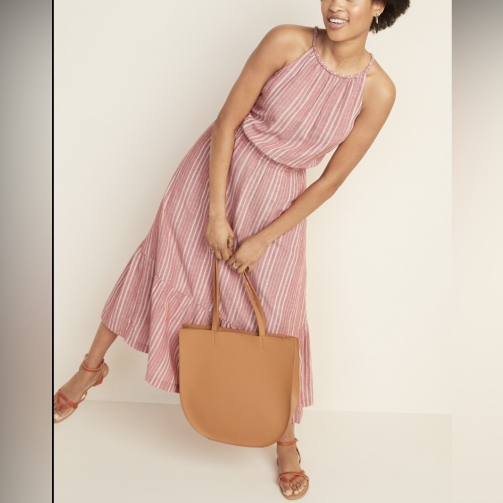 Old Navy Waist-Defined Braided-Strap Dobby Stripe Maxi Dress - Picture 3 of 12